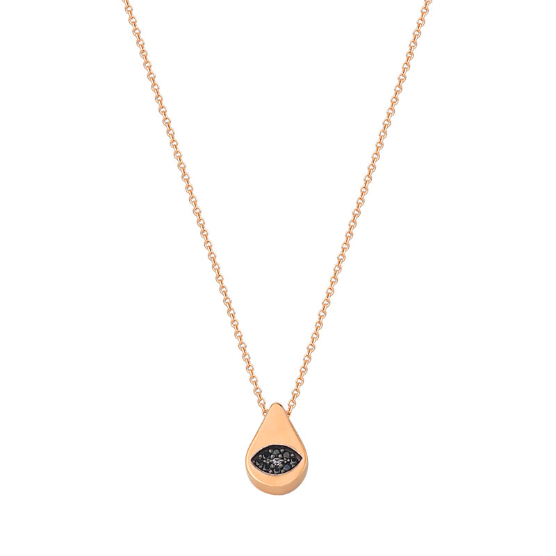 ROSE GOLD EVIL EYE NECKLACE IN SHAPE OF PEAR