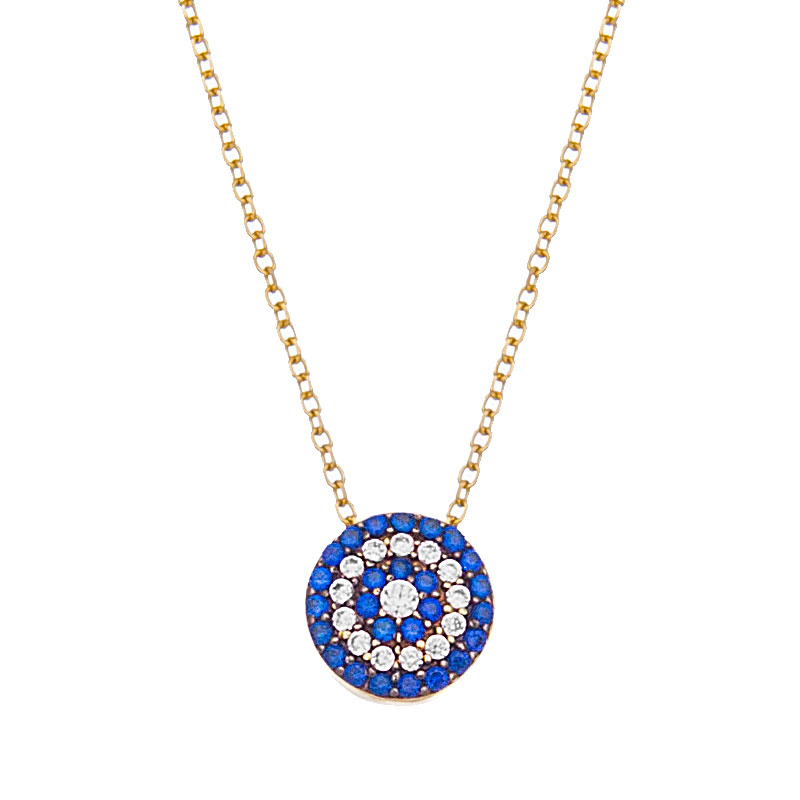 YELLOW GOLD ROUND Evil Eye NECKLACE