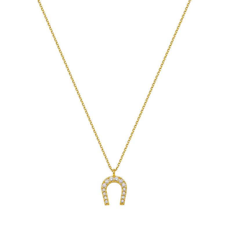 LUCKY CHARM HORSE SHOE YELLOW GOLD NECKLACE