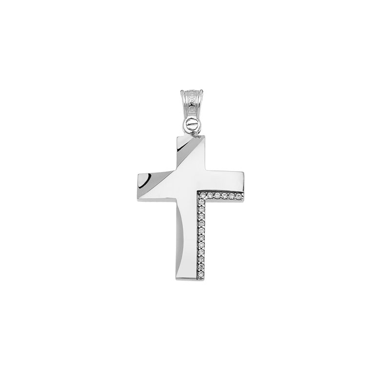 WHITE GOLD CROSS WITH WHITE ZIRCONS