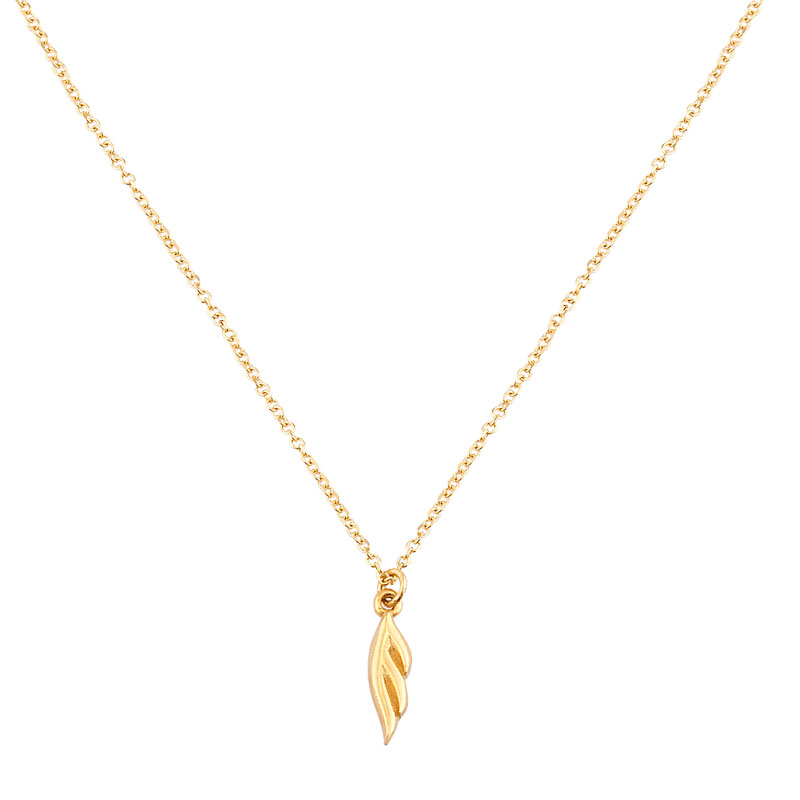 YELLOW GOLD PLANE FEATHER NECKLACE