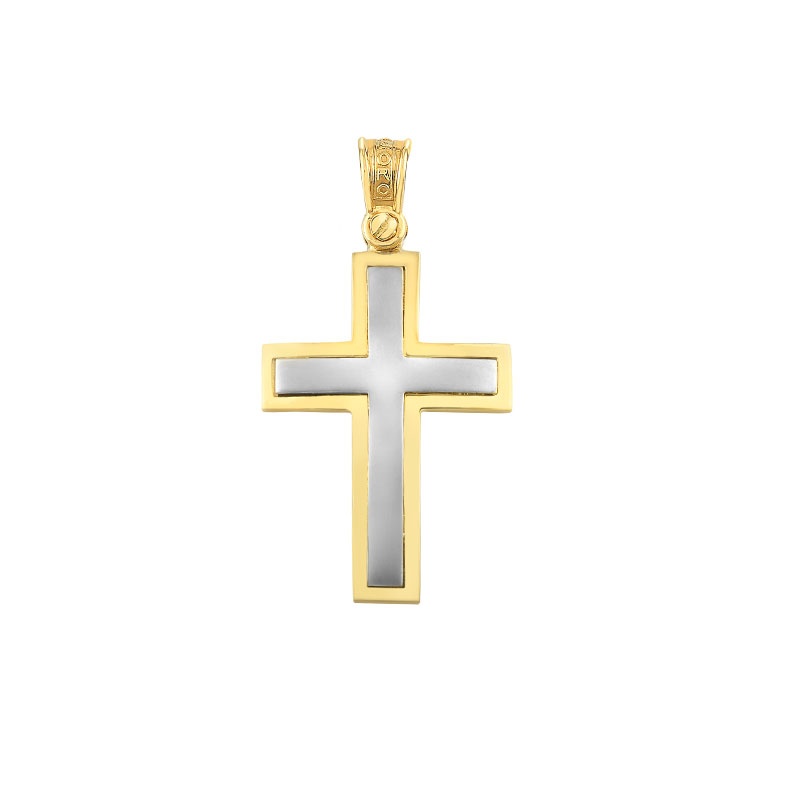 TWO TONES GOLD CROSS FOR BOYS