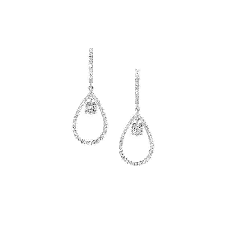 OVAL WHITE GOLD PAVE EARRINGS