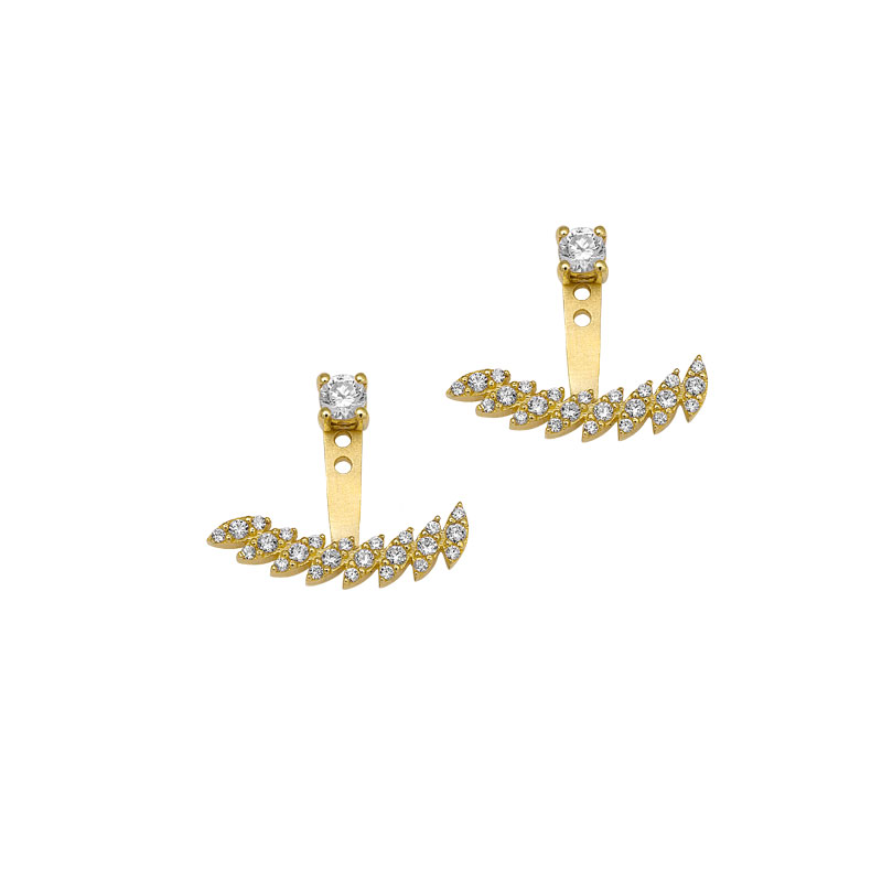 YELLOW GOLD EAR JACKET WITH WHITE ZIRCONS