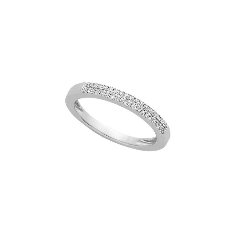 WHITE GOLD K18 BAND RING WITH DIAMONDS