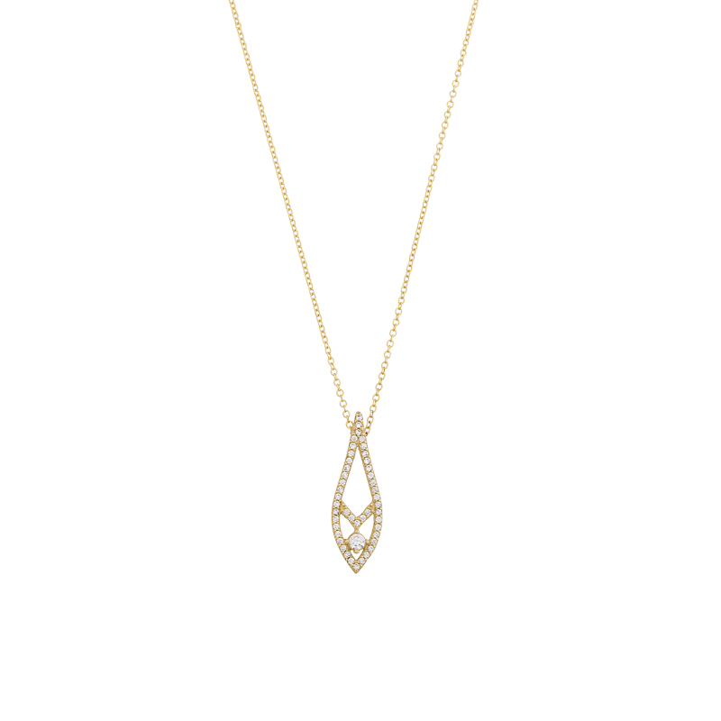 YELLOW GOLD  K14 NECKLACE WITH WHITE ZIRCONS
