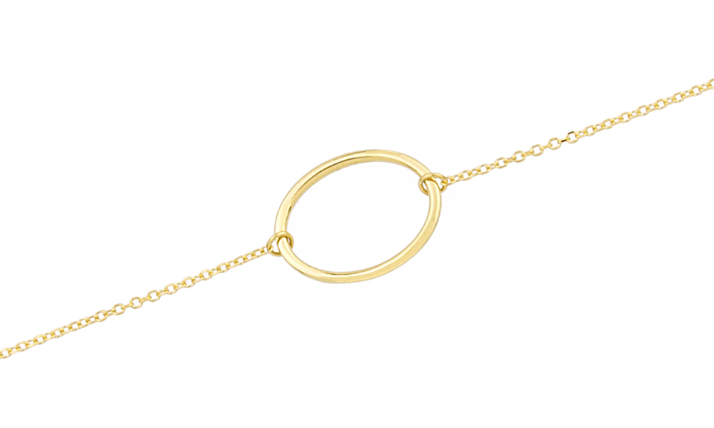 YELLOW GOLD K14 BRACELET WITH ONE ROUNT ELEMENT
