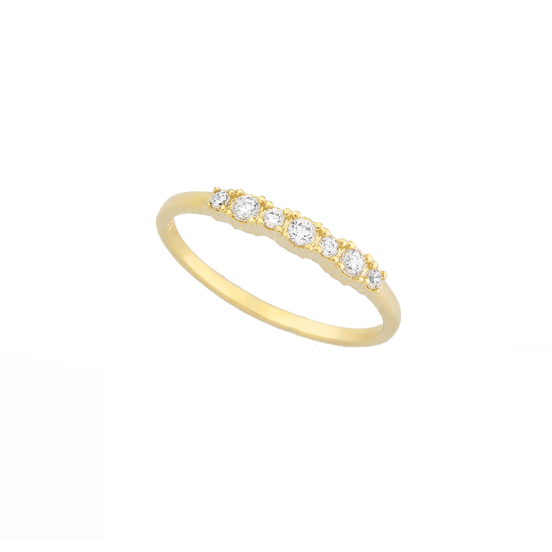 YELLOW GOLD  K14 RING WITH WHITE ZIRCONS