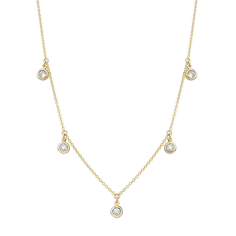 YELLOW GOLD K14 NECKLACE WITH WHITE ZIRCONS