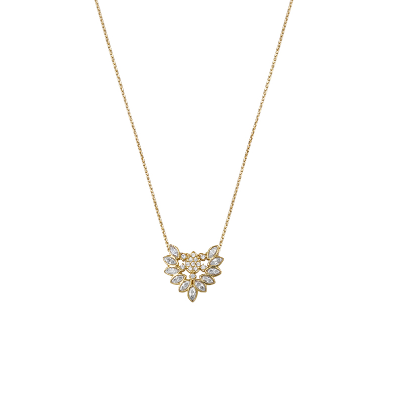 YELLOW GOLD K14 NECKLACE WITH WHITE ZIRCONS