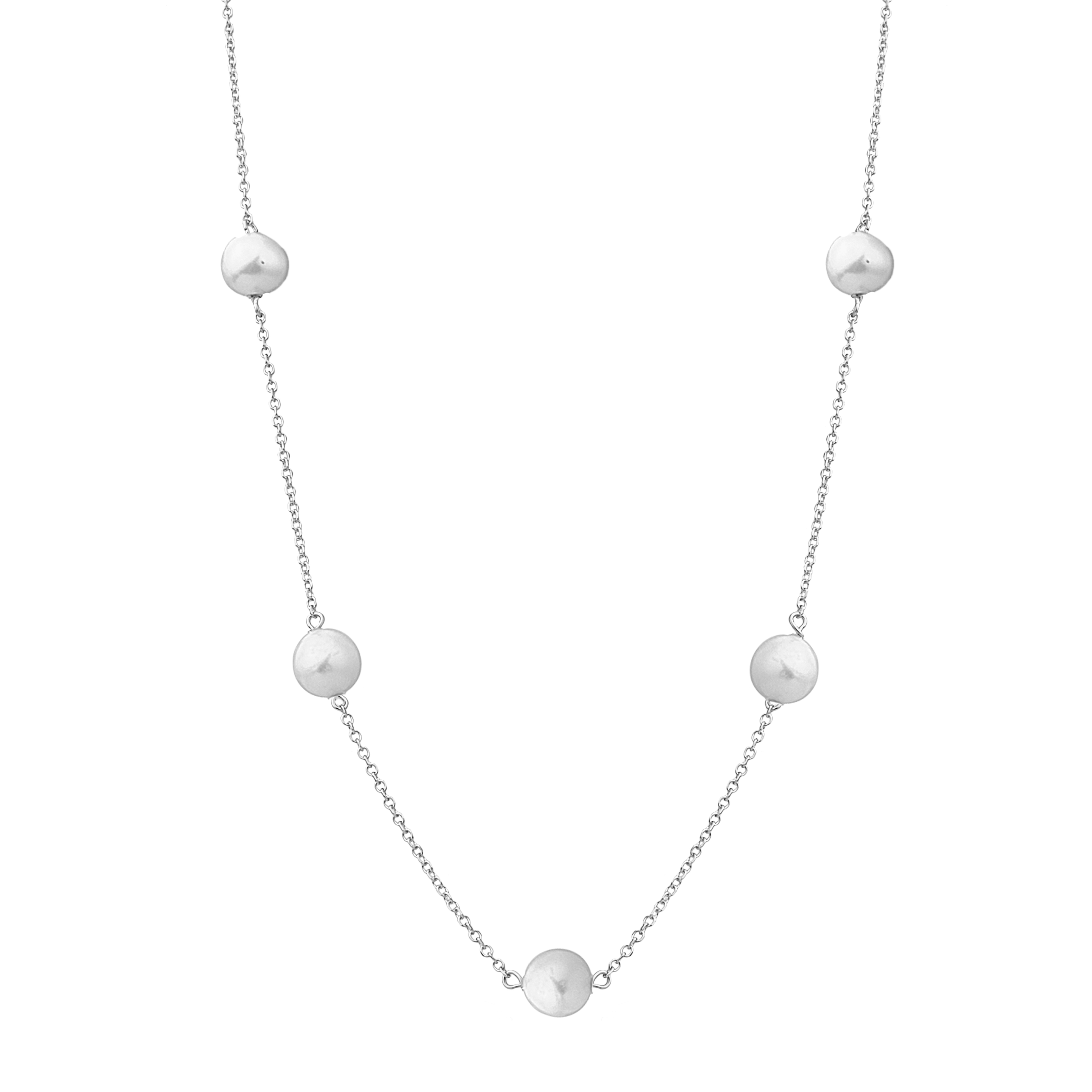 WHITE GOLD K14 NECKLACE WITH 5 PEARLS