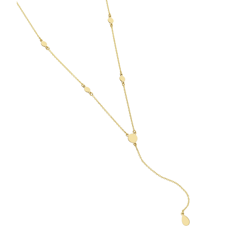 YELLOW GOLD K14 NECKLACE WITH ROUND PLANE ELEMENT