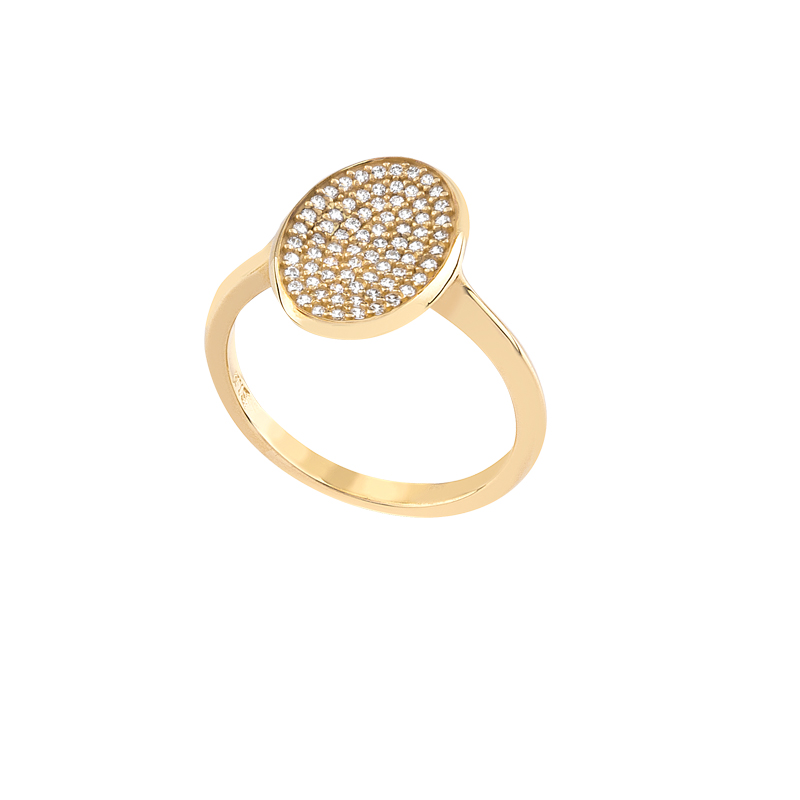 YELLOW GOLD K14 RING WITH WHITE ZIRCONS